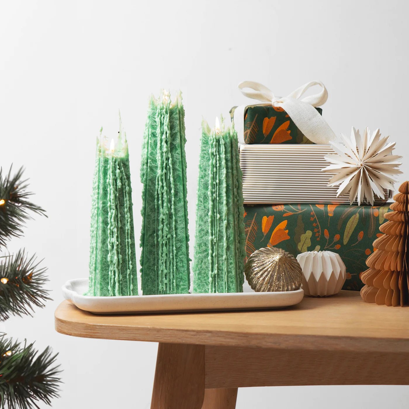 Living Light Icicle Candle - Festive Pine - The Flower Crate
