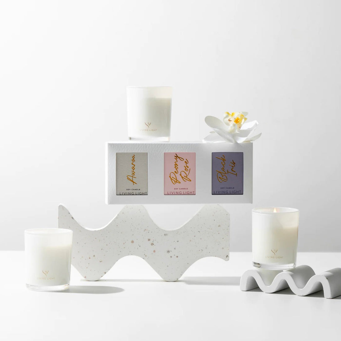 Living Light - Triple Mini Soy Candle Gift Set - The Flower Crate