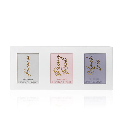 Living Light - Triple Mini Soy Candle Gift Set - The Flower Crate
