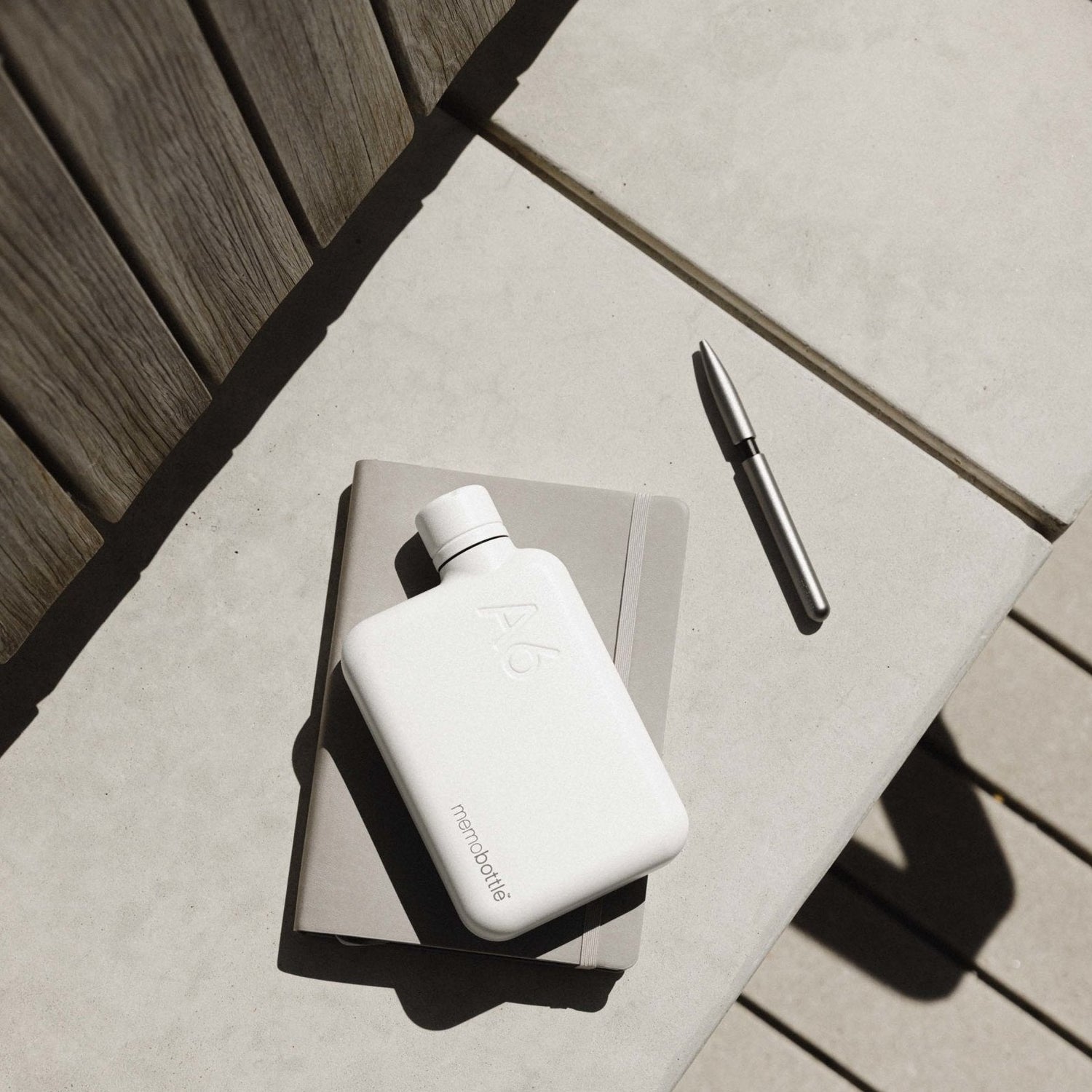 Memobottle A6 Stainless Steel, White - The Flower Crate