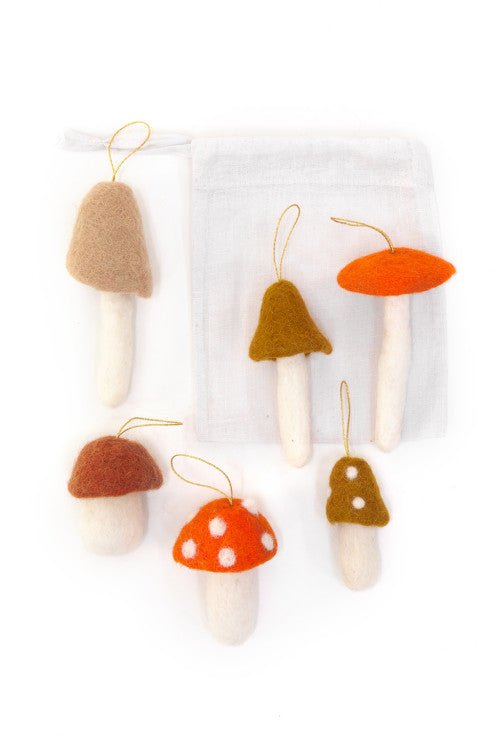 Muskhane - Hanging Felt Mushroom Decorations, Set 3 - The Flower Crate