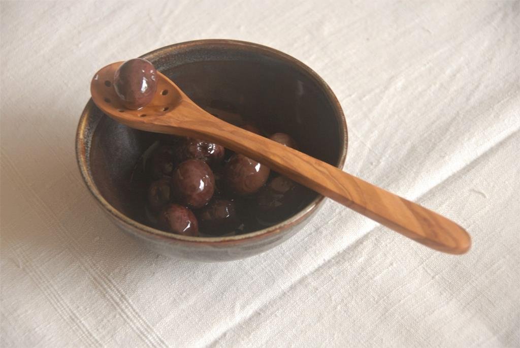 Olive Wood Spoon With Holes - The Flower Crate