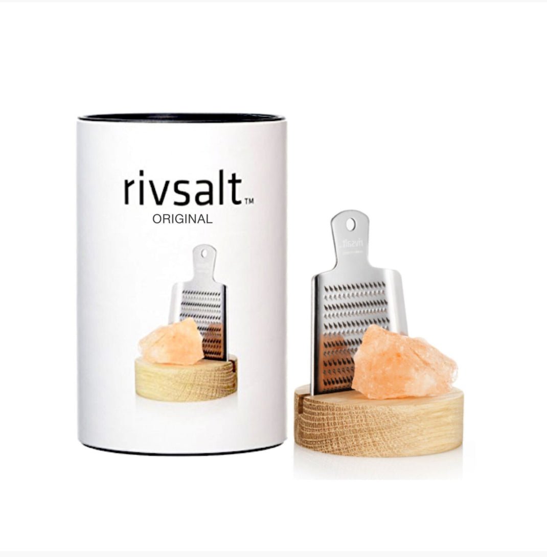 Rivsalt Original - Himalayan Salt With Stainless Steel Grater and Oak Stand - The Flower Crate