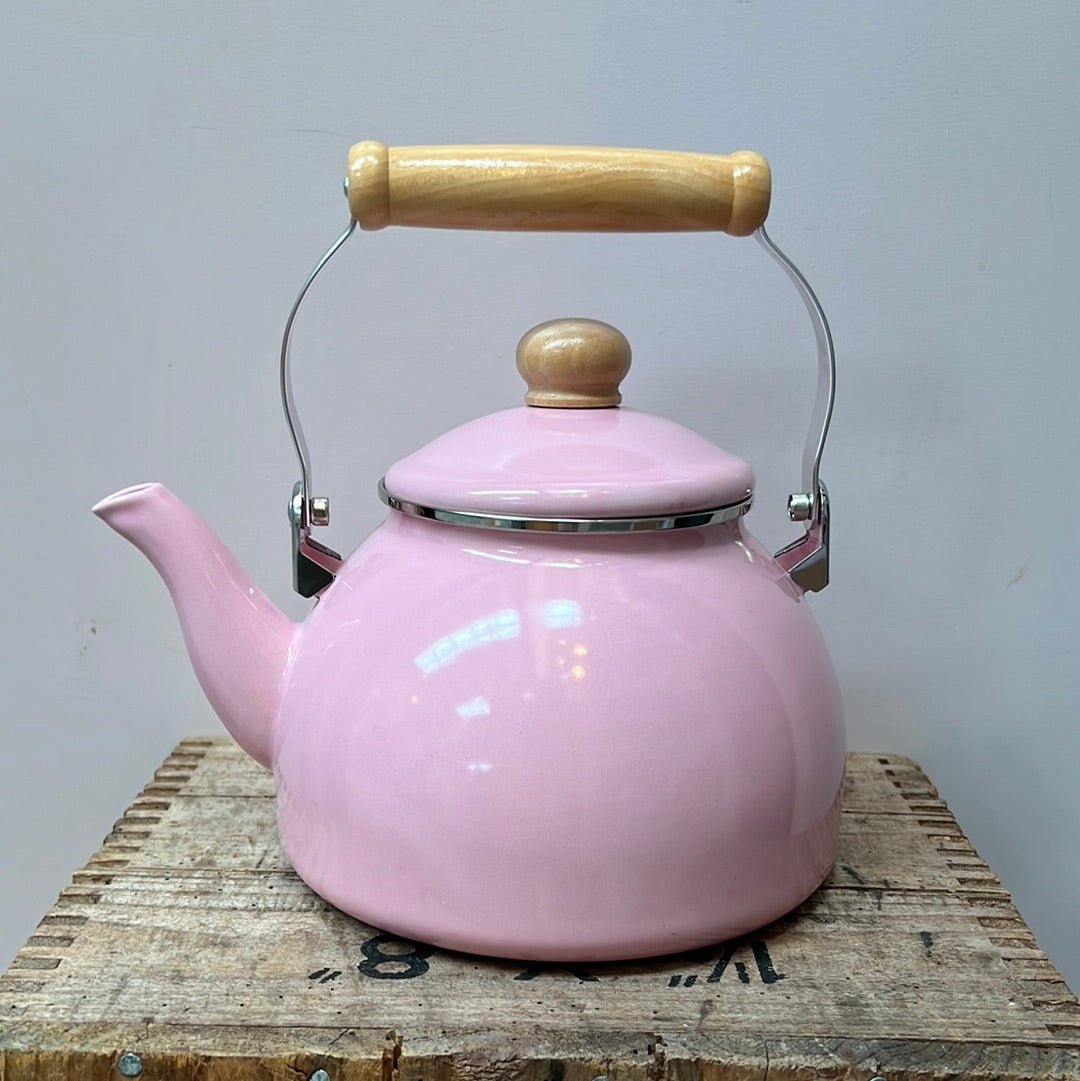 Pink Enamel Kettle The Flower Crate