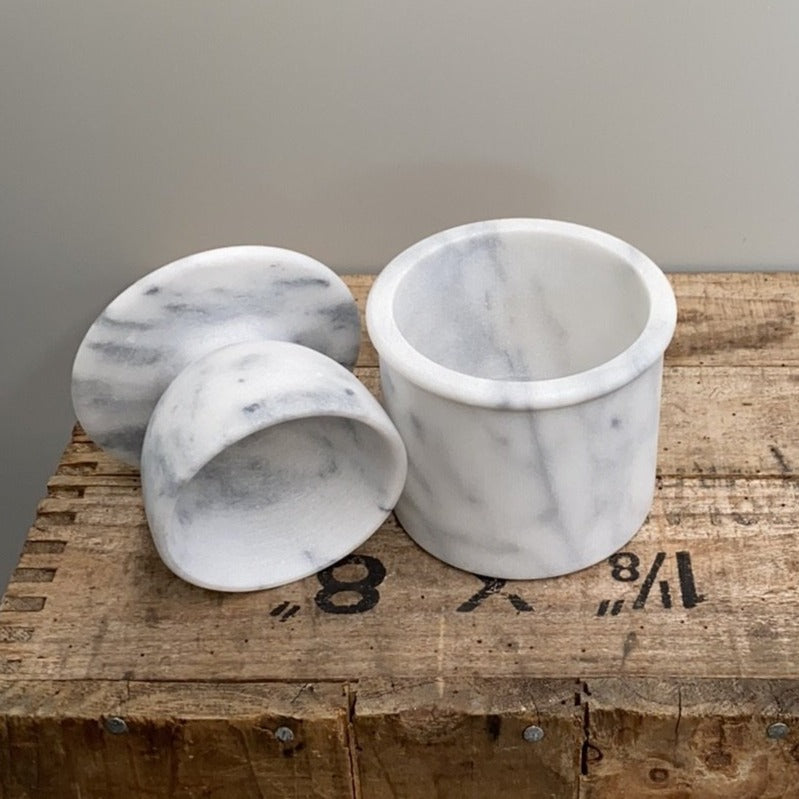 White Marble Butter Pot - The Flower Crate